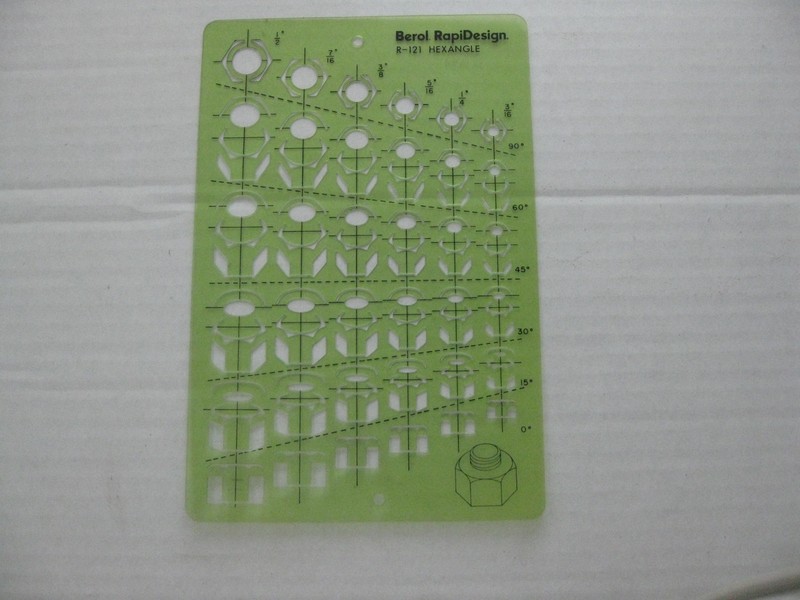 Berol RapDesign R-121 Hexangle Screws  Symbols Drafting Flow Chart Template