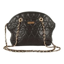 Vintage Moschino heart shape quilted calfskin Gold chain strap purse