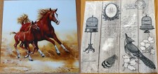 2sets paper napkins horses, stallion, foal, birds ,serviette,33cm-2pcs,decoupage