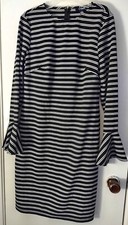 Chaps Women Black Stripes Dress S 8 NWT