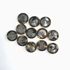 24 Buttons Pearlized Iridescent Dark Brown Plastic 4-Hole Sew Sewing 20 mm #BR22