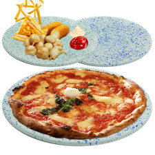 Piatto Piano Pizza Largo Grande Bianco Chiazzato da Ø 32,5 cm terracotta