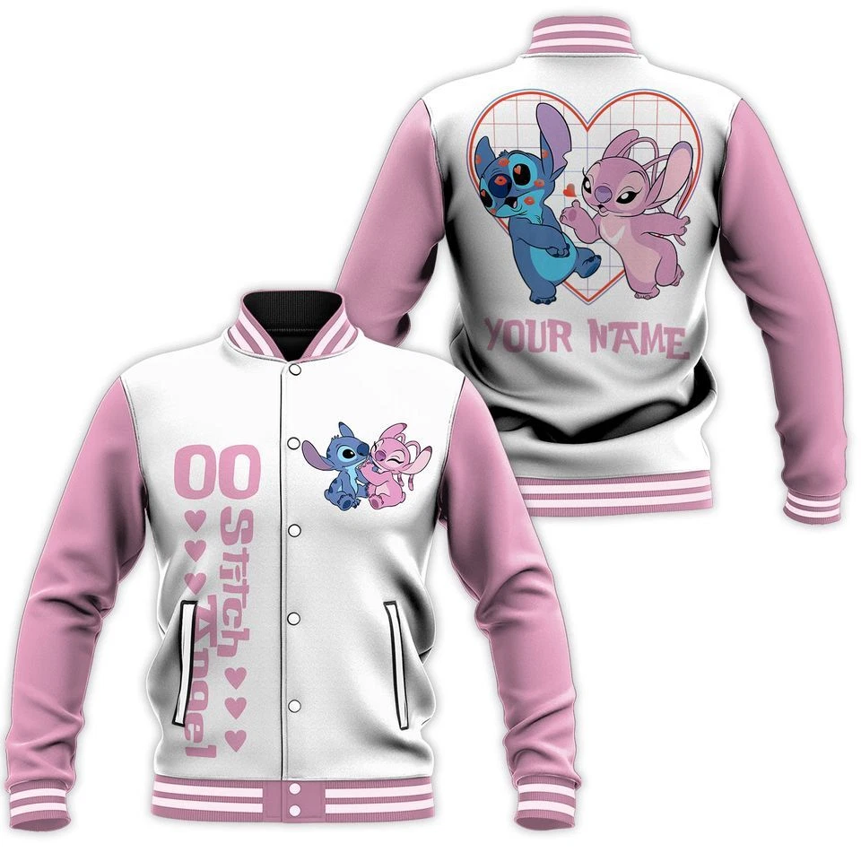 Personalized Stitch and Angel Baseball Jacket