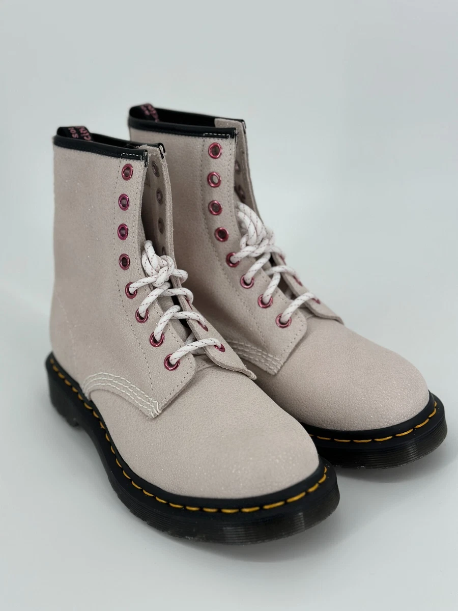 Doc Dr. Martens 1460 Pascal Light Pink White Glitter Leather Boots