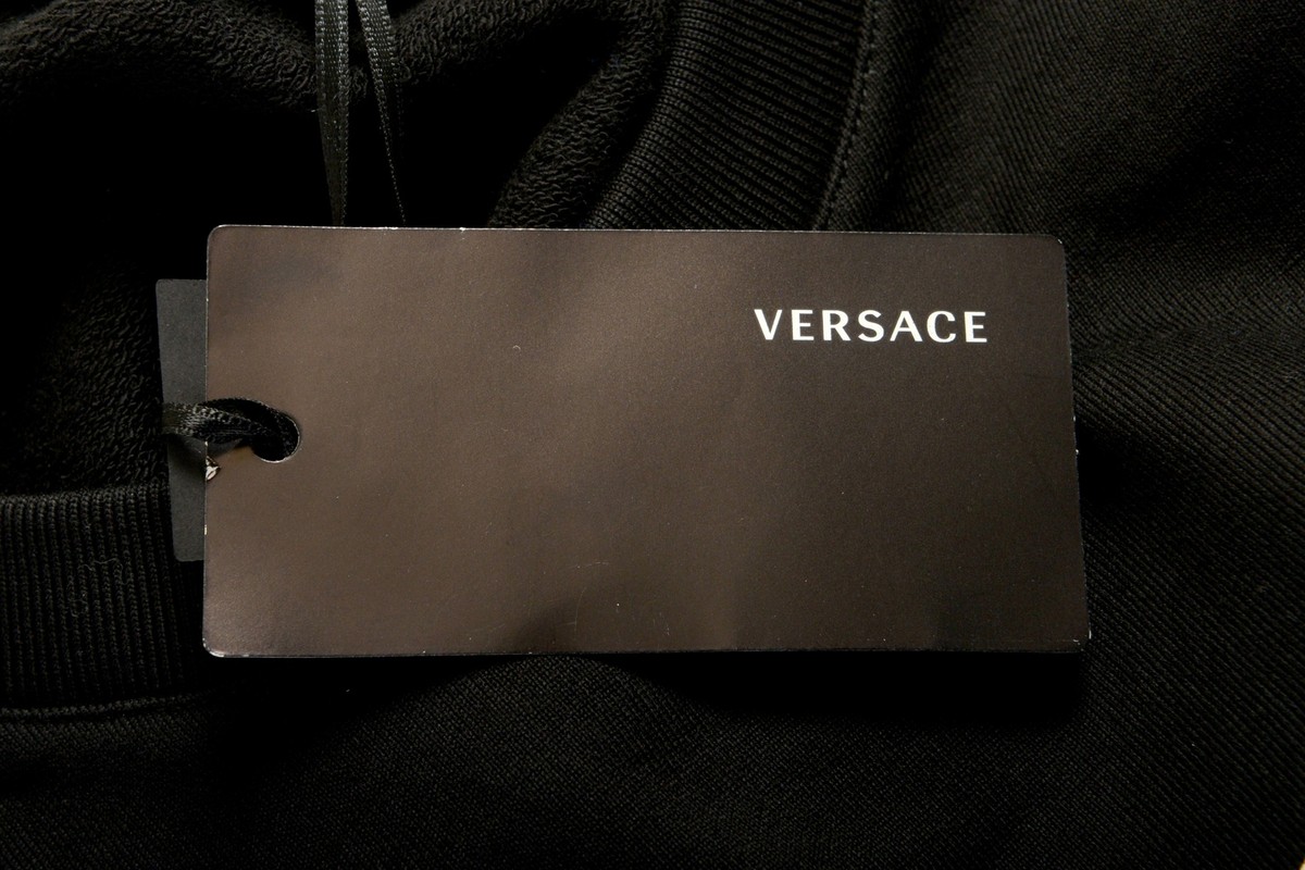 Versace Men's Black Mitchel Fit Logo Print Crewneck
