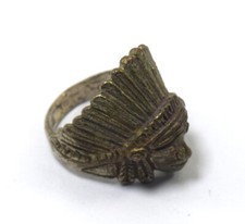 Antique Native American Chief Head Figurative Finger Ring Collectible. G13-18