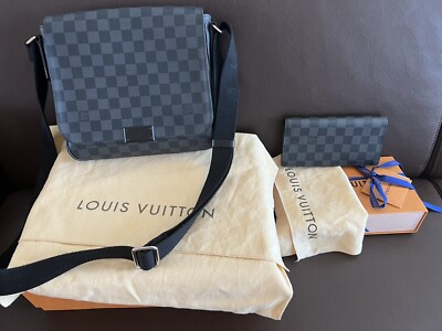 Original Louis Vuitton Herren Damier Graphite Canvas Tasche und Geldbörse