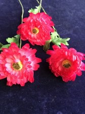 Vintage Millinery Flower 2" Fluffy Aster Hot Pink 3pc for Hat Wedding  Hair NY