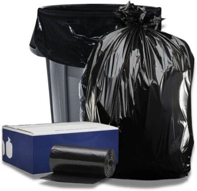 56 Gallon Black Trash Bags, 43x48, SXHVY Gauge .75 MIL 150 Bags per case