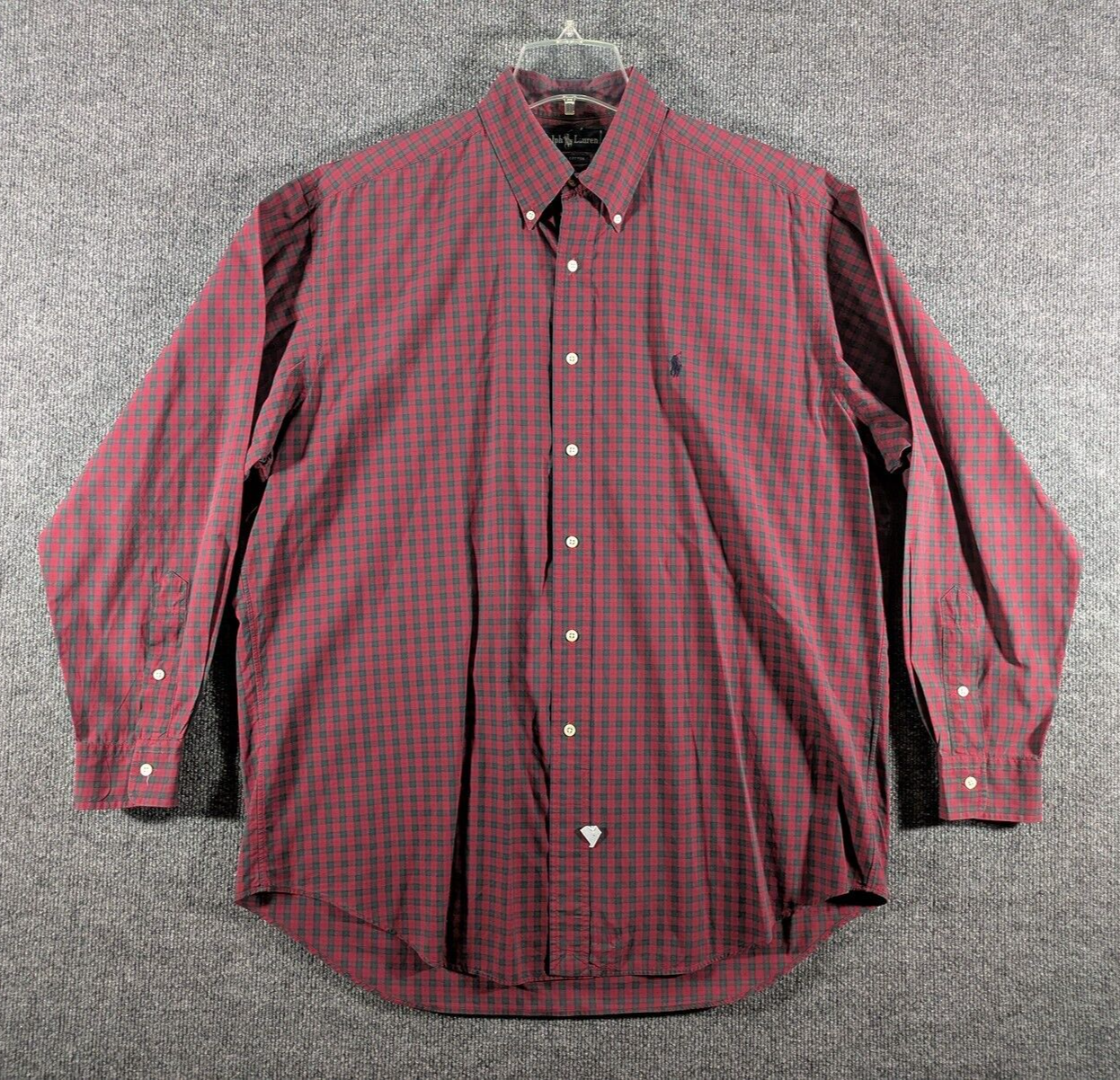 Polo Ralph Lauren camicia uomo grande rosso verde quadri bottoni vintage logo pony