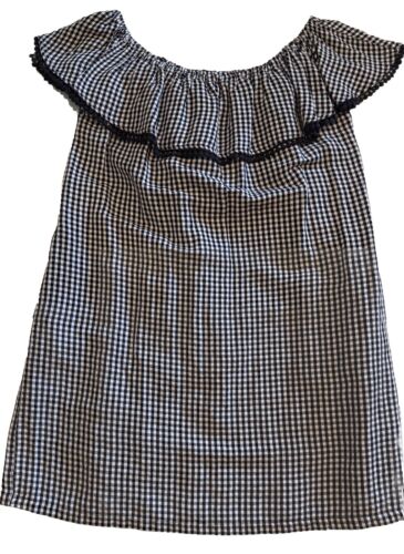 Tommy Bahama Womens Black White Gingham Linen Blend Off The Shoulder Dress Med. - Picture 2 of 12