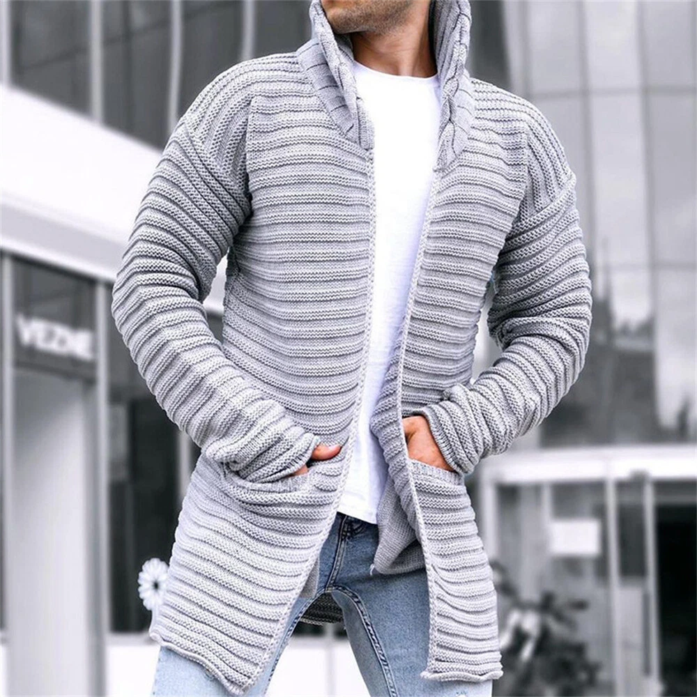 Men's Cardigan Long Sweater Lightweight Knit Open Front Cardigans