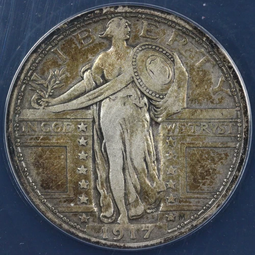 1917 25c Type 1 Standing Liberty Quarter ANACS VF 25 DETAILS SCRATCHED