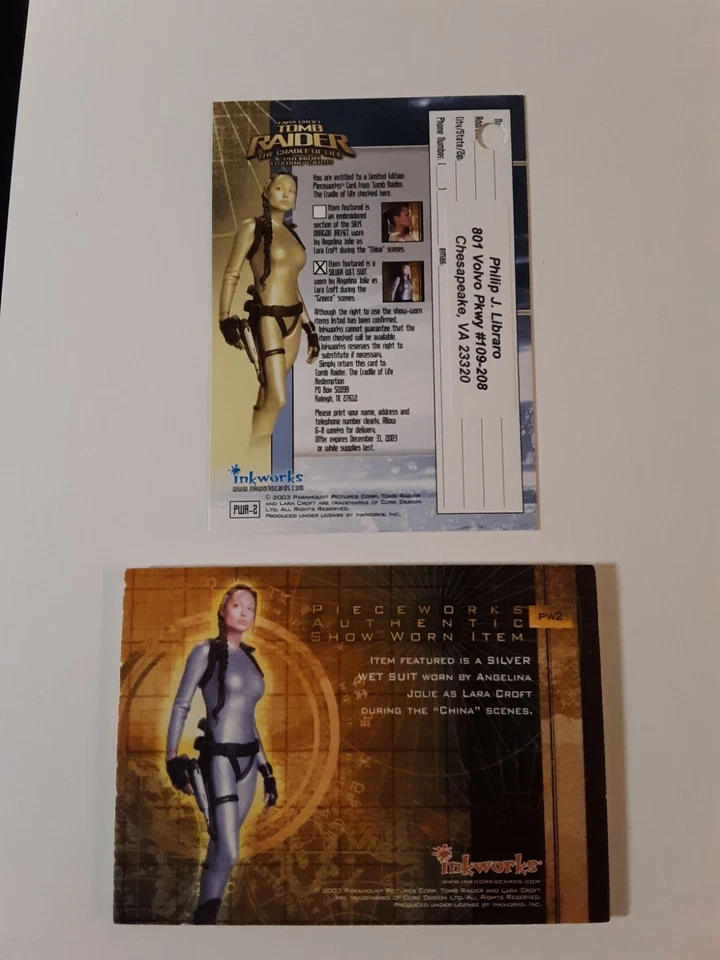 Lara Croft Tomb Raider the Cradle Of Life Angelina Jolie Costume Card PW2 - Image 3 of 3