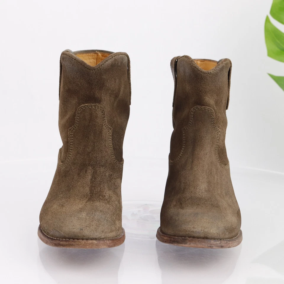 Женские сапоги Isabel Marant Crisi размер 37 7 оливковая замша скрытые на танкетке вестерн - Изображение 2 из 4