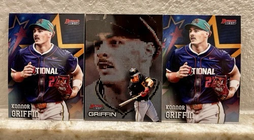 2025 Bowman’s Best Pirates Konnor Griffin (3) Card Lot: Pixel & 2X All-Star