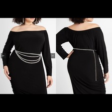 Layered Silver Tone Chain Belt