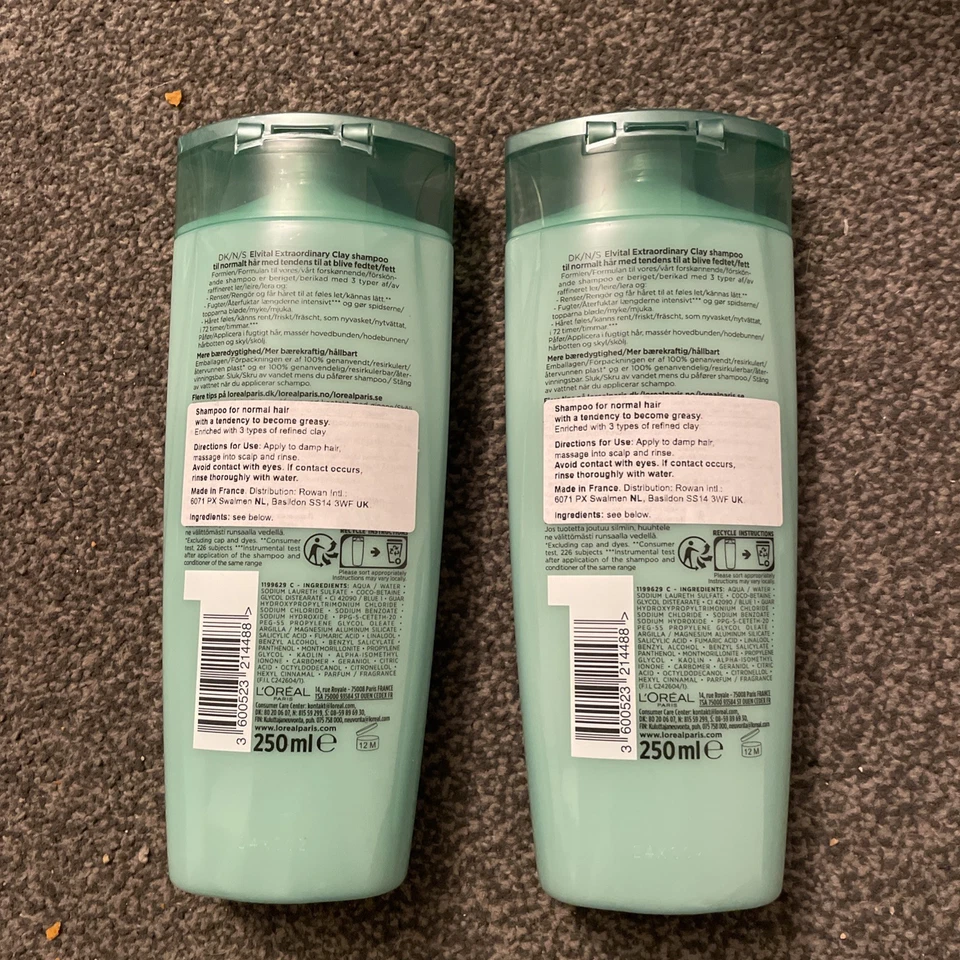 Loreal elvital elvive Extraordinary Clay Re-Balancing Shampoo - 250ml x2 - Image 2 of 2