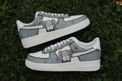 kaWs Nike Custom Air Force 1's (gray/white)