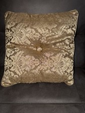 Vintage Gold Damask Pattern Throw Pillow W/ Gold Twisted Cord Trim Home Decor