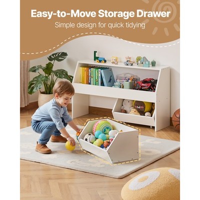 VEVOR Mobile Toy Storage Organizer Wooden Bookshelf with Cubbies  Wheels