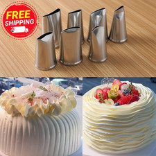 7pcs Flower Pastry Nozzles Stainless Steel Rose Petal Icing Piping Tips