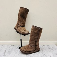 UGG Australia Brown Suede Tall Boots Girls Size 1