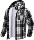 G Gradual Men's Flannel Jacket Fleece Sherpa Lined Hoodies Zip Up Plaid Shirt