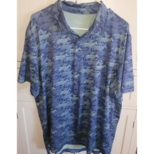 Vineyard Vines Performance Polo Shirt Mens Large Blue Horse Print Short Sleeve