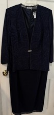 R M Richards Navy Formal Dress Jacket Set 16W Mother of Bride Evening Wedding