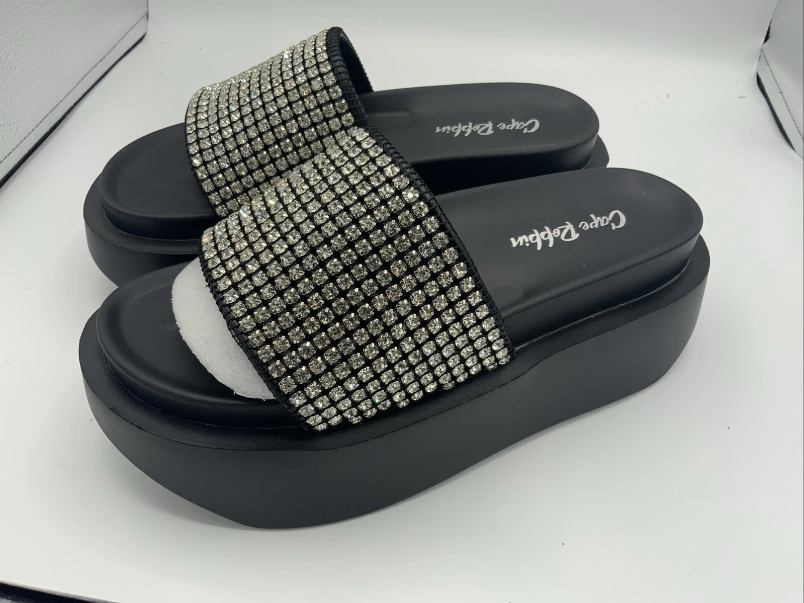 Cape Robbin Bisbee Luxurious Rhinestone Platform Sandals (Bisbee), Size 7
