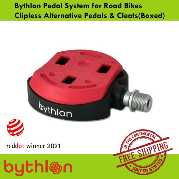 Bythlon Clipless Road Bike Pedals + Cleats Set Cycling Pedal System - Boxed