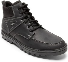 Rockport Men's Weather Ready Moc toe Boot, BLACK LEATHER/SUEDE, 9