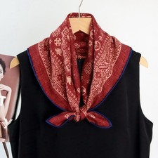 70 Cashmere 30 Silk Scarf Double sided 68X68cm Bandana Shape Shawl Retro Print