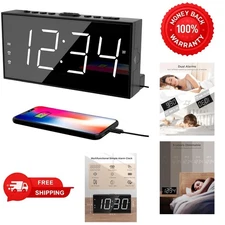 Large Display Alarm Clock with Adjustable Brightness & USB for Smart Living