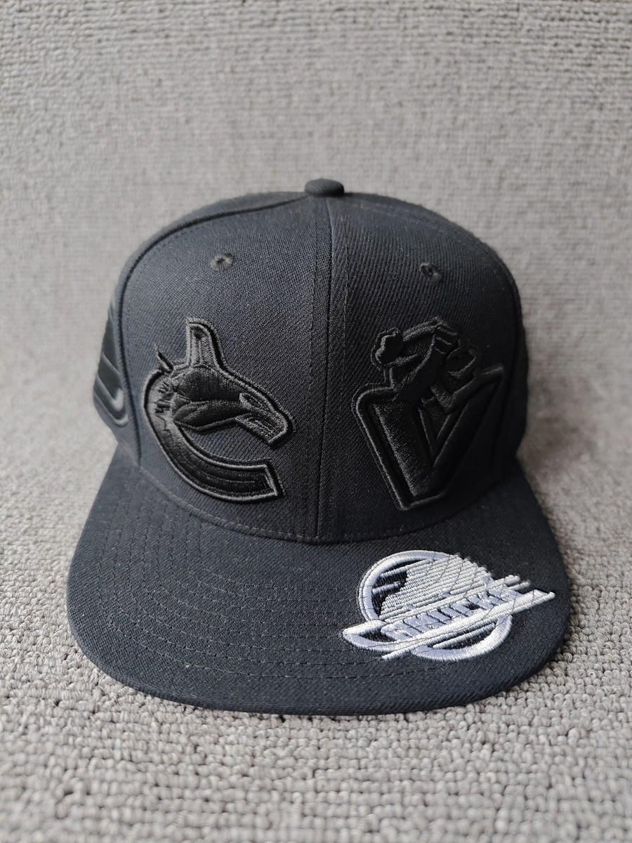 Mitchell & Ness Vancouver Canucks NHL Black Multi Logo Snapback Hat Cap Retro