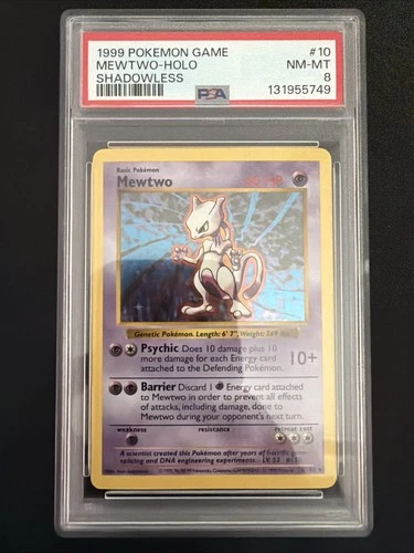 Shadowless Mewtwo PSA 8 Holo Rare Pokemon Base Set