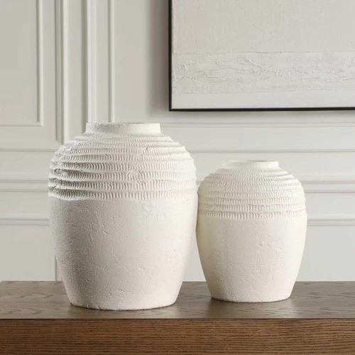 Uttermost Luna Ridge White Ceramic Vases Set/2 - Picture 5 of 7