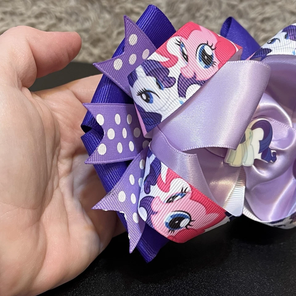 Clip de vestido hecho a mano My Little Pony morado blanco rosa tela MLP Foto 3 de 4