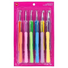 Boye 12 Piece Ergonomic Aluminum Crochet Hook Set, Multi-Color, Hook Sizes B-N