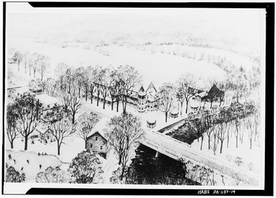 14. Photocopy of original drawing, Edwin D. Mott, artist circa 1955. AERIAL