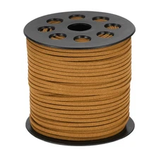 98 Yd x 2.6mm Flat Leather String Cord Faux Suede Cord Strip Yellow Coffee