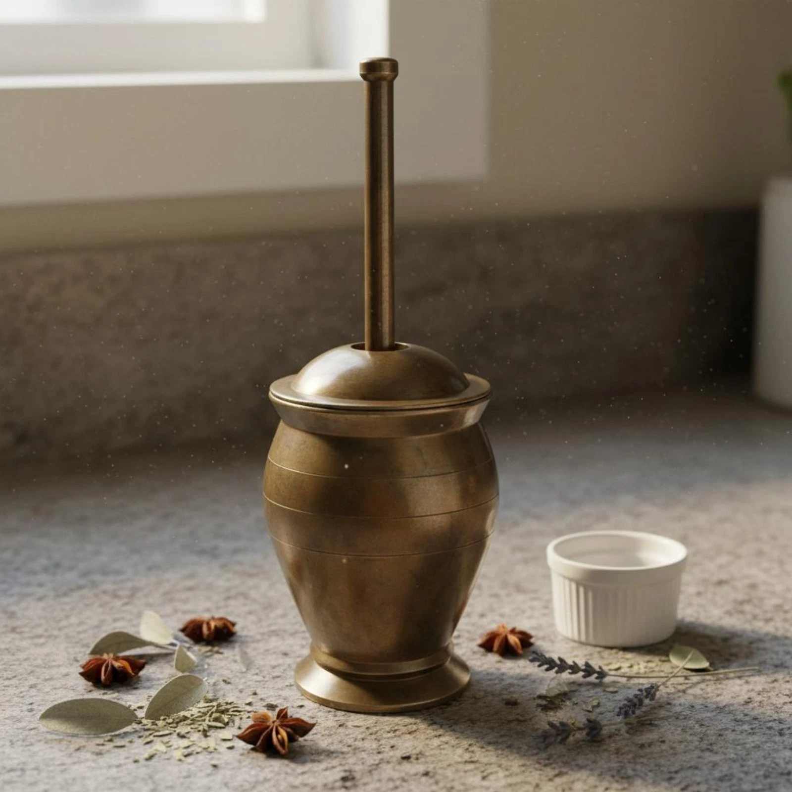 Copper Grinding Bowl and Pestle Sturdy Duty Grinding Bowl and Pestle Lid