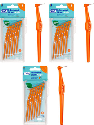TePe Angle Interdental Brushes Orange 0.45mm (Size 1) 6 Pack - 3 Pack Bundle (18