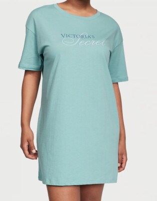 Victoria s Secret Lightweight Cotton Sleepshirt Sleep dress M / L Blue Green