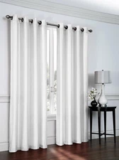 2 - Piece Semi Sheer Faux Silk Grommet Curtains Window Panels for Home Living Ro
