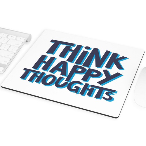 Tapis de Souris Think Happy Thoughts Citation Inspirante Typo Citation - Afbeelding 2 van 2