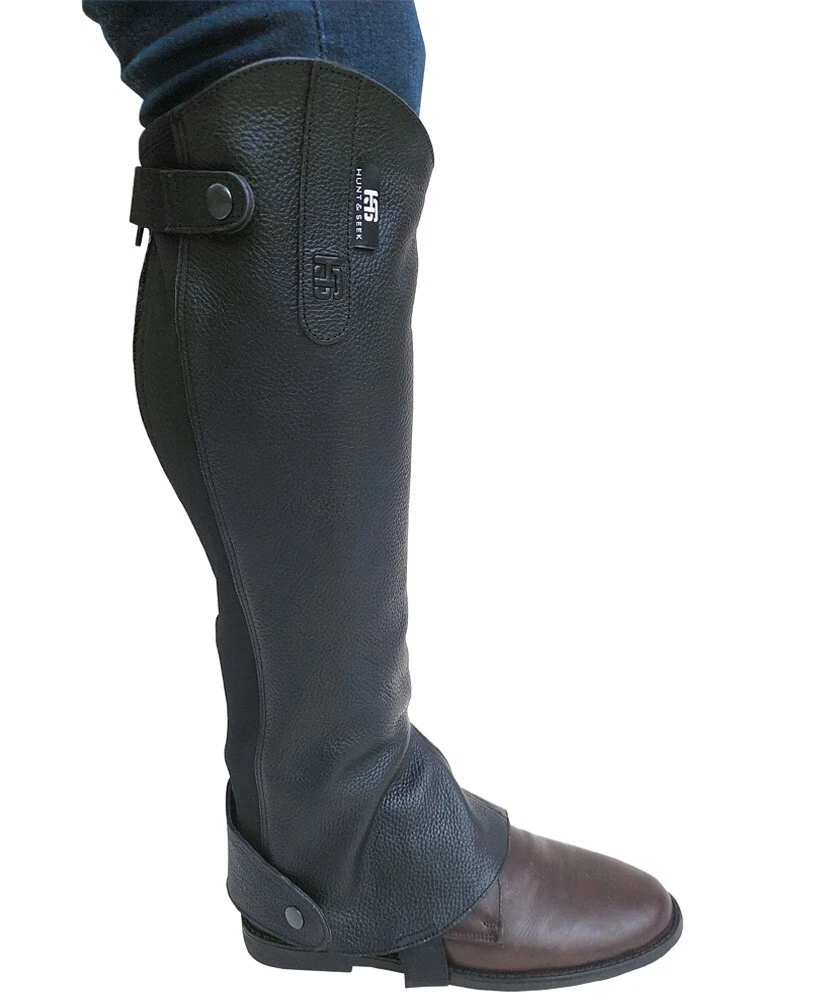 2 Demi-guêtres D'équitation En Cuir De Vache Et Toile - NEUVES
