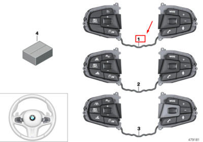 BMW 5 Touring G31 Steering Wheel Multifunction Switches 61317854187