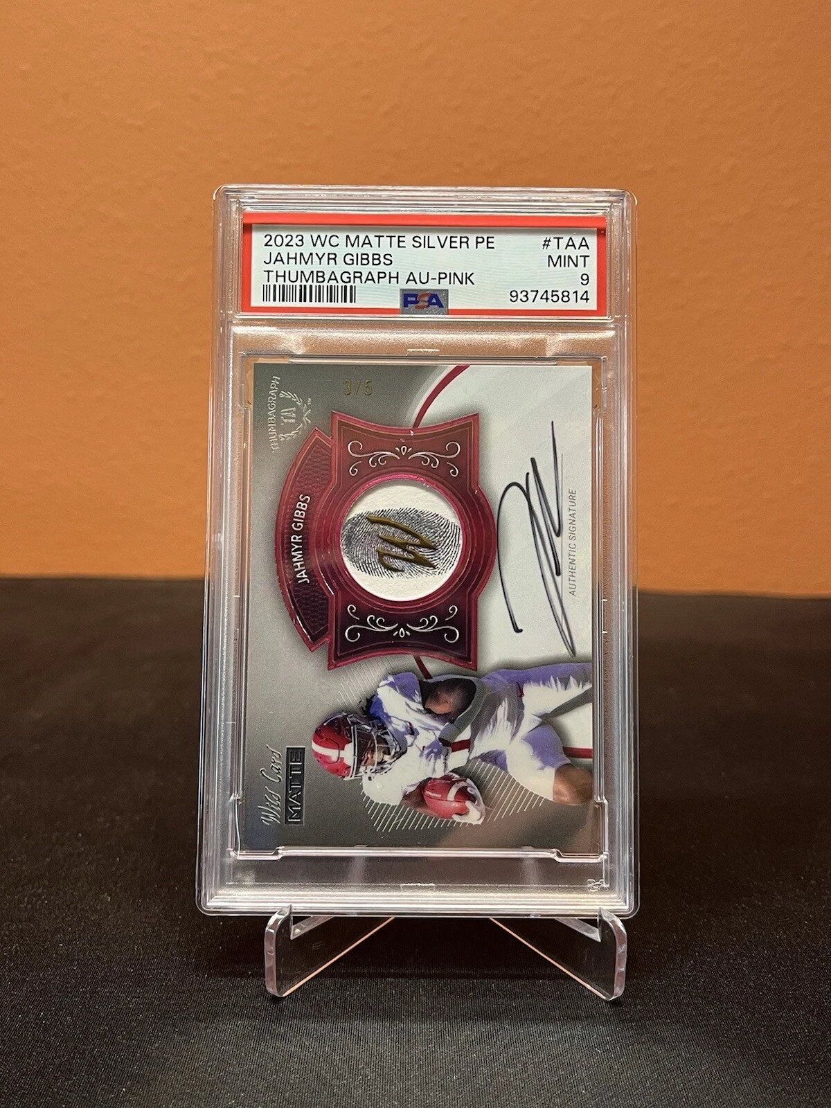 Jahmyr Gibbs Wild Card Matte Silver Premium Edition Thumbagraph Autographs #TAA Pink